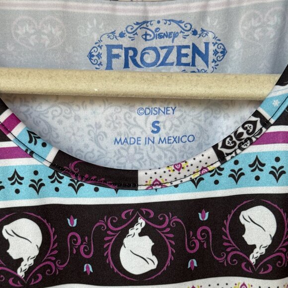 Disney Frozen Elsa Anna Girls Dress Blue Black Print Size S - Picture 3 of 3